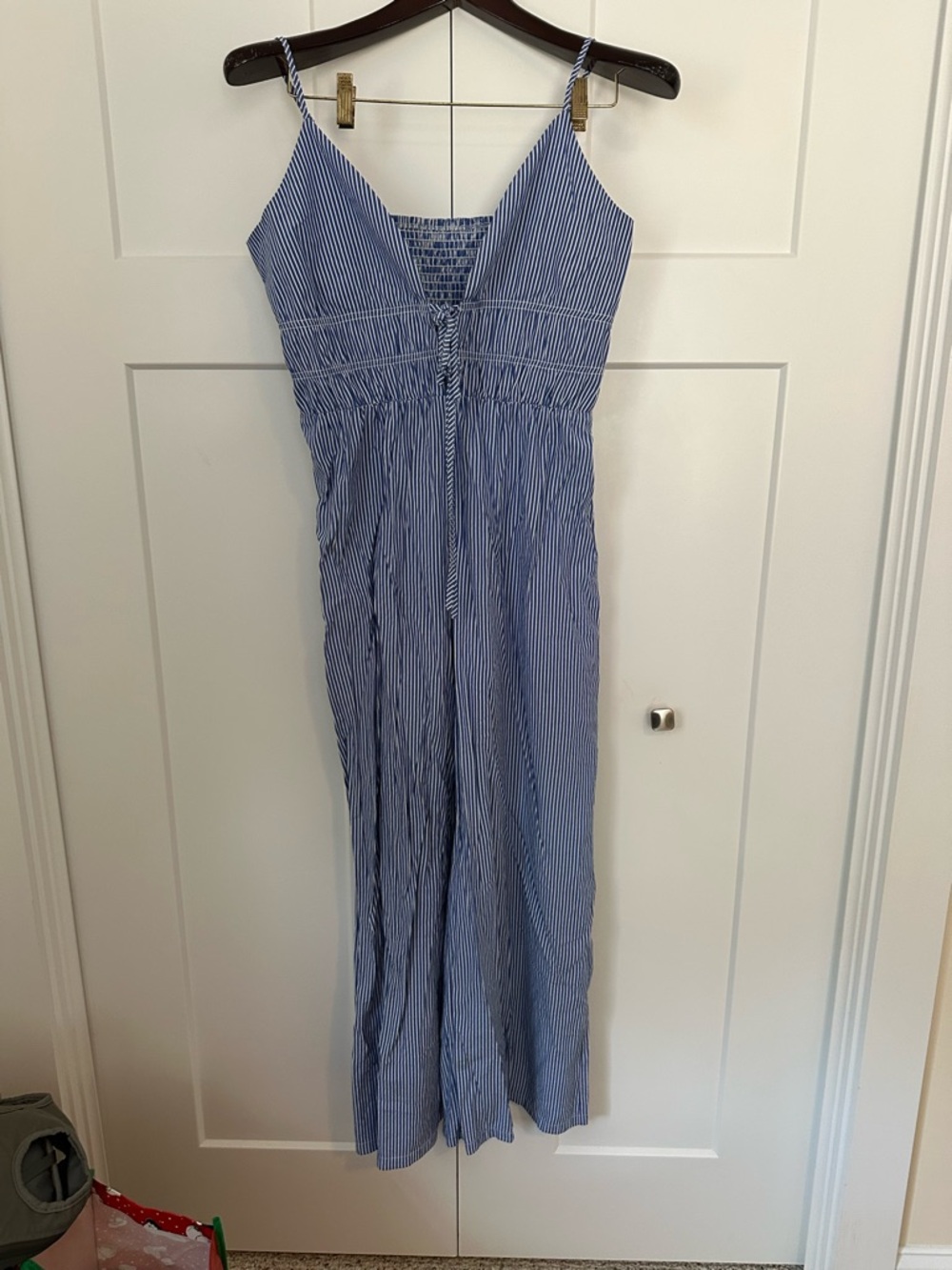 Cider Blue and White Striped Jumpsuit